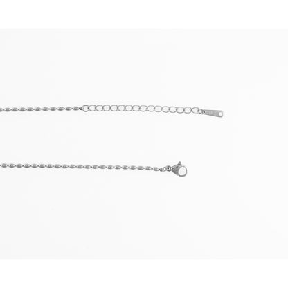 La Morongo Co. 7032 Korean Elegance 316L Stainless Steel Heart & Oval Bead Necklace