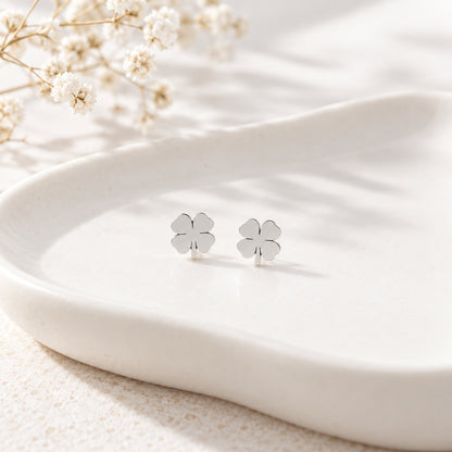 La Morongo Co. 7046 Korean Elegance 316L Stainless Steel Solid Clover Earrings