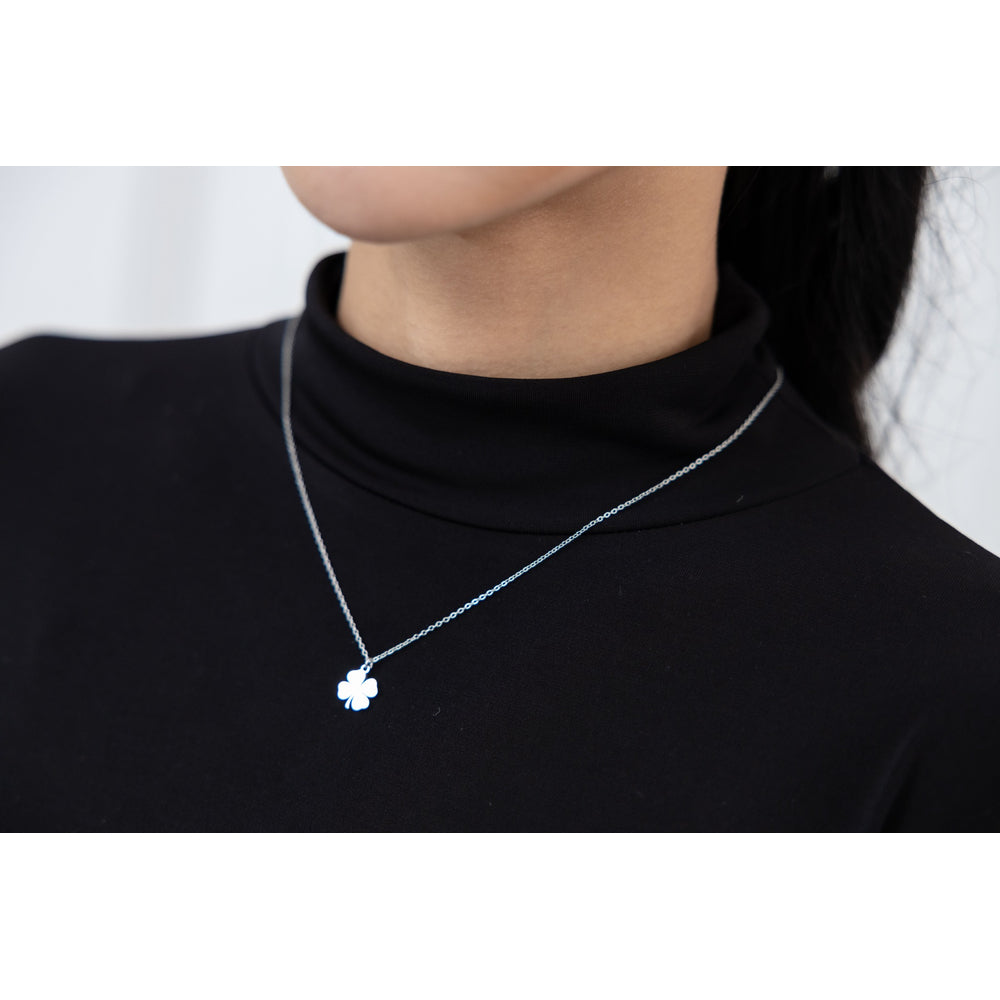 La Morongo Co. 2086 Korean Elegance 316L Stainless Steel Four-Leaf Clover Lucky Charm Necklace