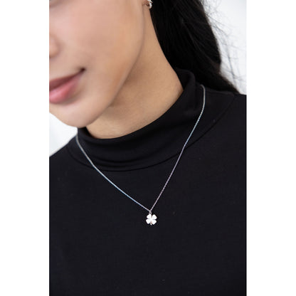 La Morongo Co. 2086 Korean Elegance 316L Stainless Steel Four-Leaf Clover Lucky Charm Necklace