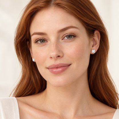 La Morongo Co. 7046 Korean Elegance 316L Stainless Steel Solid Clover Earrings