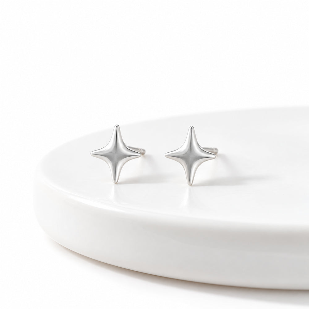 La Morongo Co. 7059 Korean Elegance 316L Stainless Steel Diamond Star Earrings